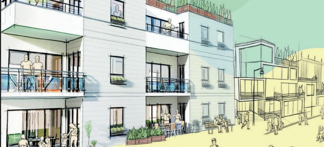 Croquis d'immeubles neufs et d'habitants