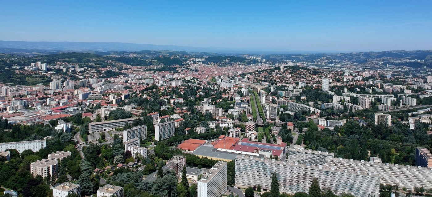 Vue aérienne de la ville de Saint-Etienne