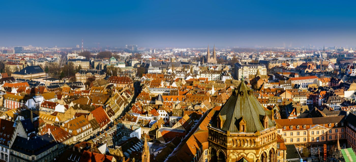 Vue aérienne de la ville de Strasboug