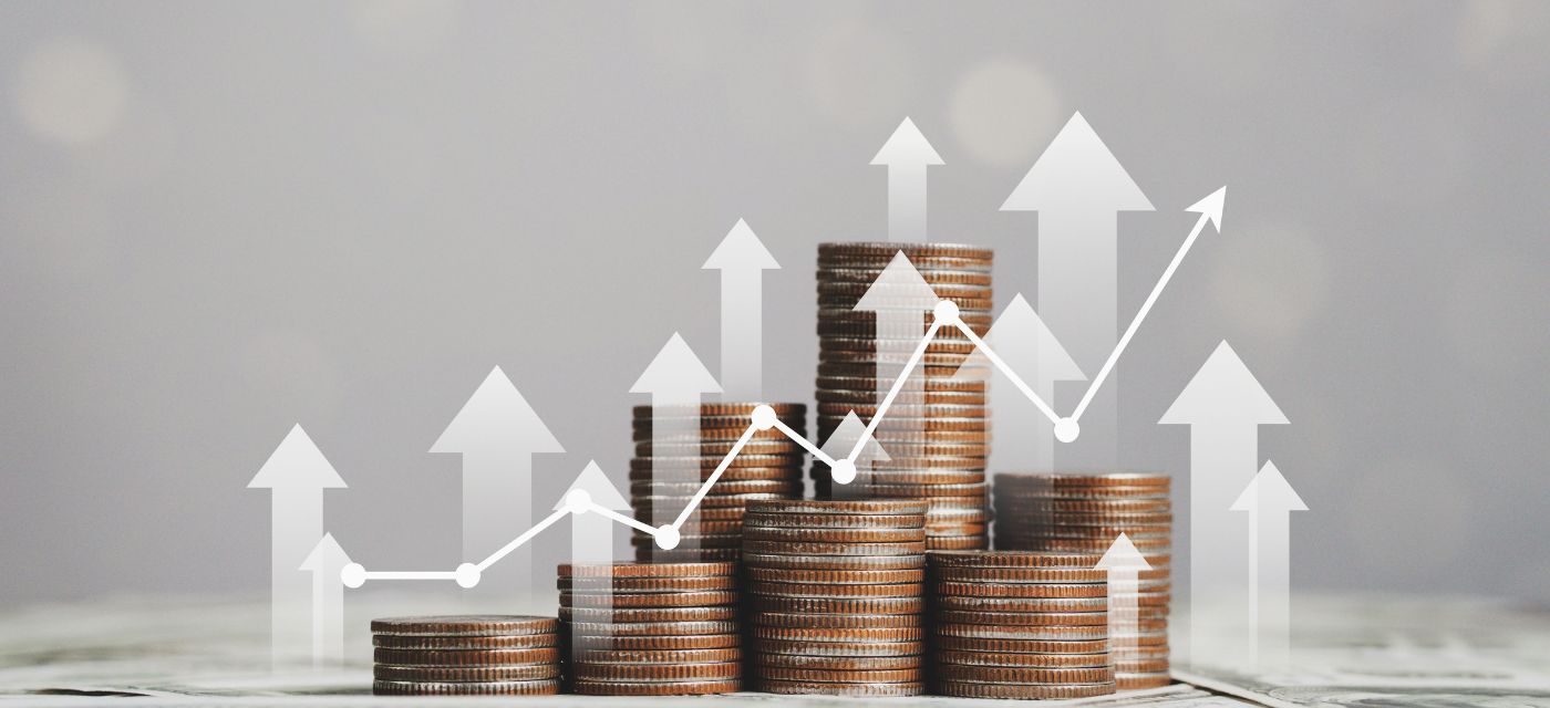 euros, flèche vers le haut et graphique à la hausse