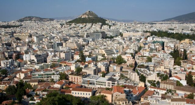 Vue aerienne de la ville d'Athenes
