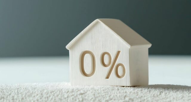 maison miniature en bois avec 0% grave sur la facade pour illustrer le PTZ