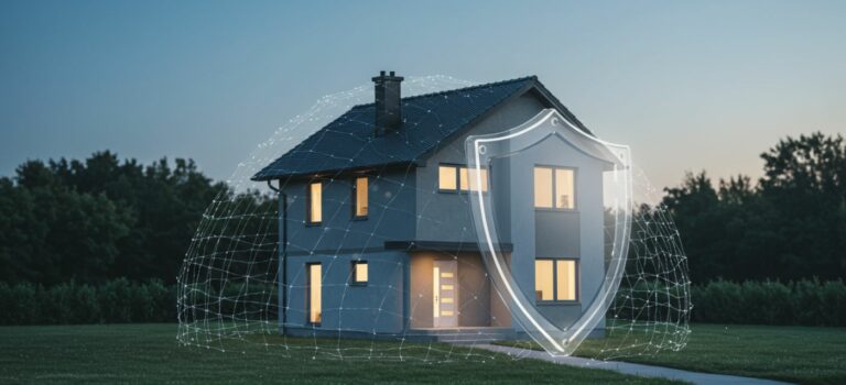 maison entouree d'un filet de protection pour illustrer l'assurance emprunteur