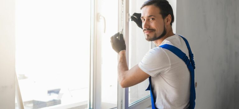 artisan posant une fenetre pour illustrer les travaux de rénovation energetique MaPrimeRenov