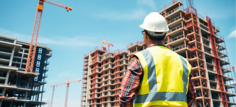 Chantier de construction de logements neufs en France