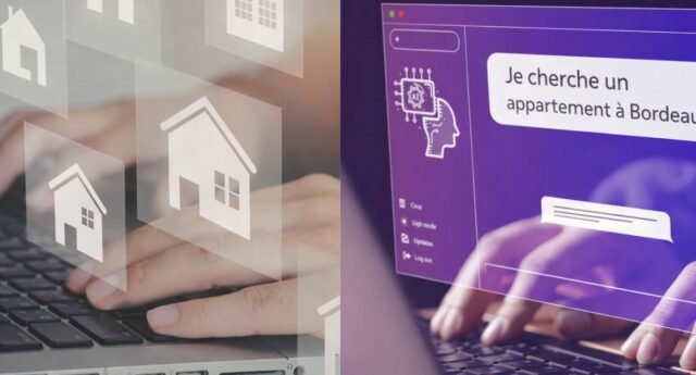 Recherche immobilière via chat IA et annonces : “Je cherche un appartement àaBordeaux”.