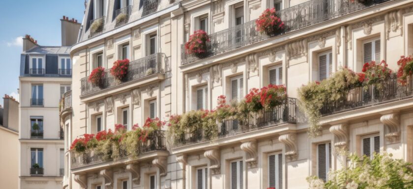 Facade d’immeuble d’habitation avec balcons