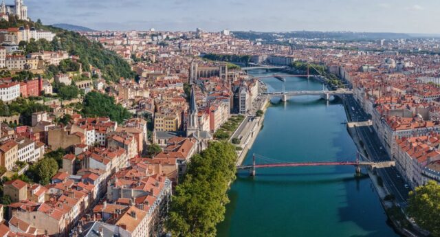 vue aerienne de la ville de Lyon