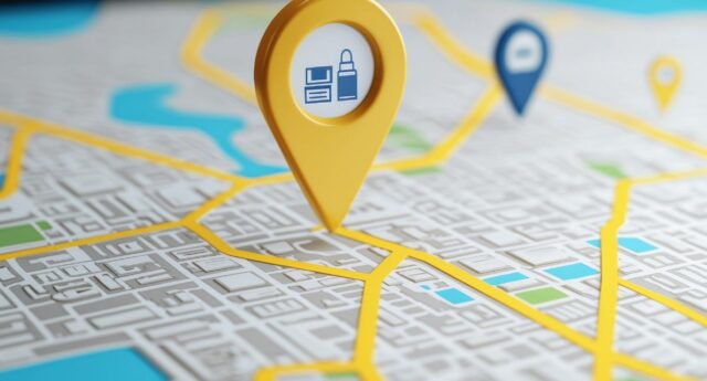 Carte de quartier illustrant le SEO local immobilier pour attirer des propriétaires vendeurs.