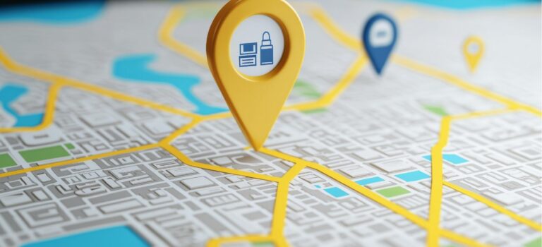 Carte de quartier illustrant le SEO local immobilier pour attirer des propriétaires vendeurs.