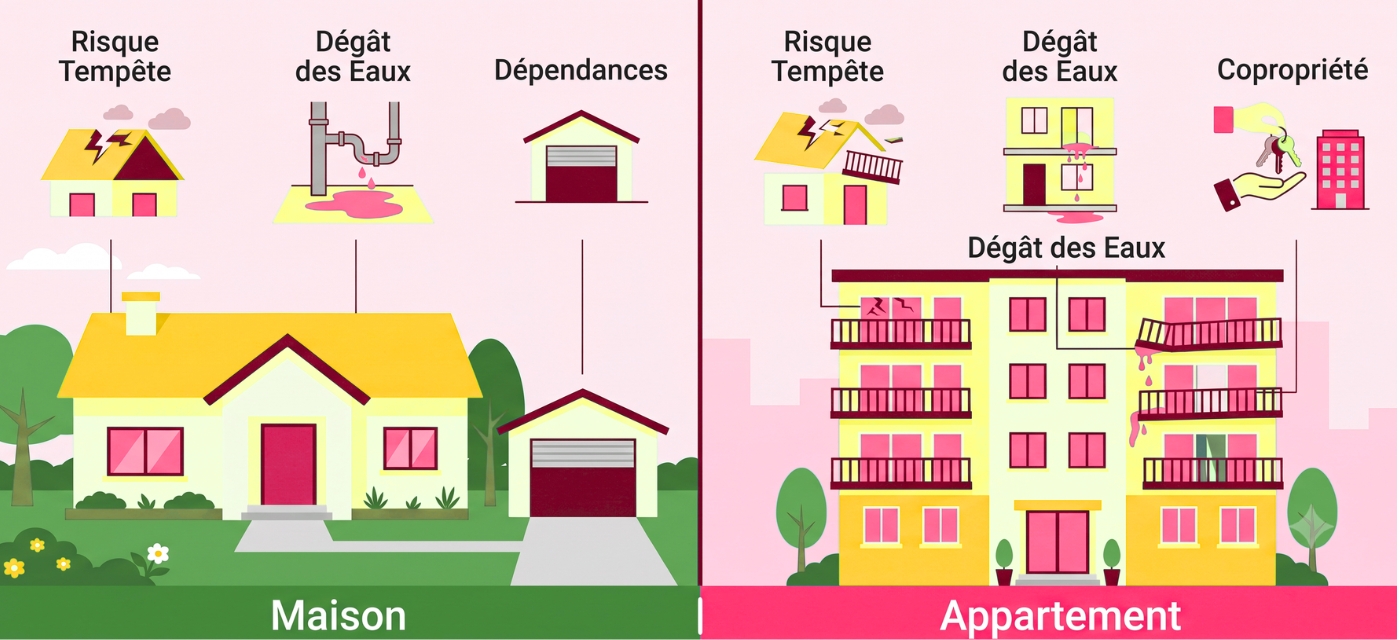 Comparatif des risques et garanties d’assurance habitation pour une maison et un appartement