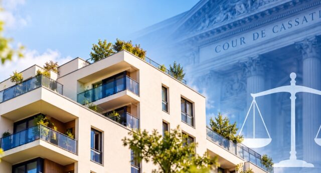 une copropriété avec la cour de cassation en arriére plan