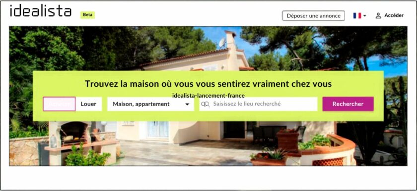 Page d’accueil du portail immobilier idealista lors de son lancement en France