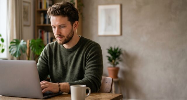 Travailleur independant preparant son dossier de credit immobilier.