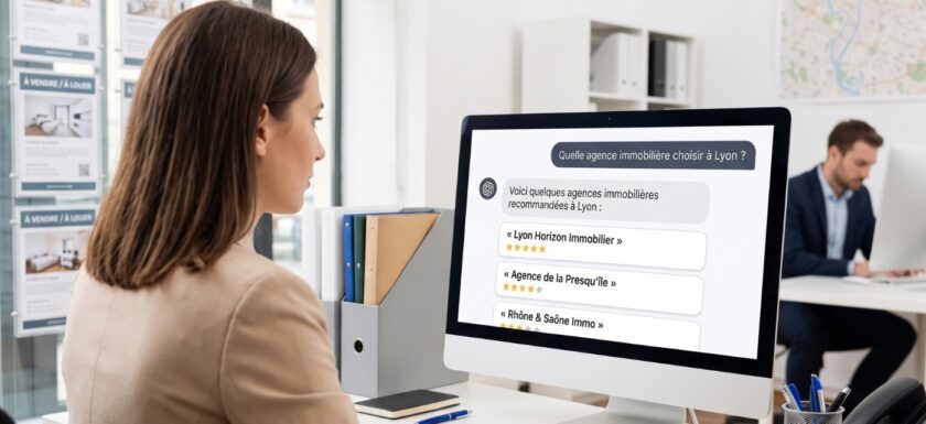 Agent immobilier consultant les recommandations d’une intelligence artificielle