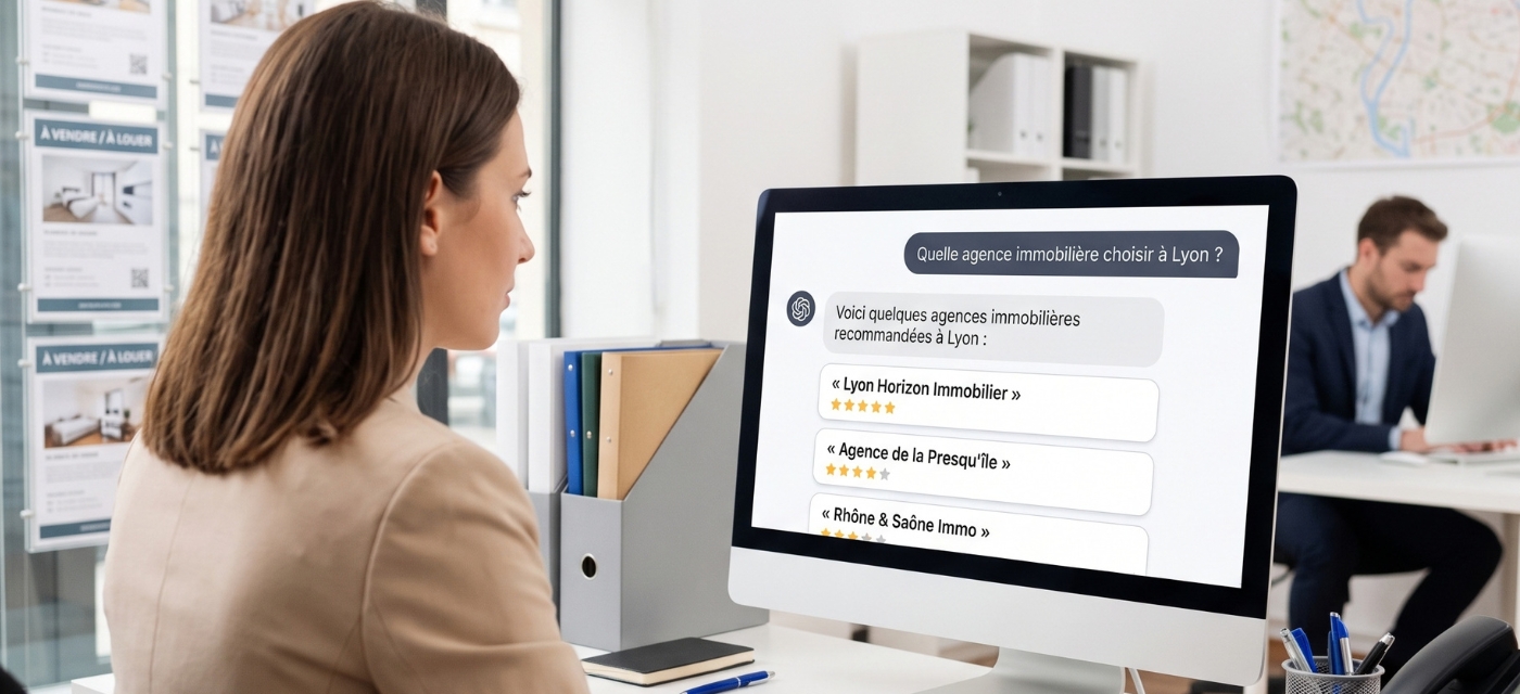 Agent immobilier consultant les recommandations d’une intelligence artificielle