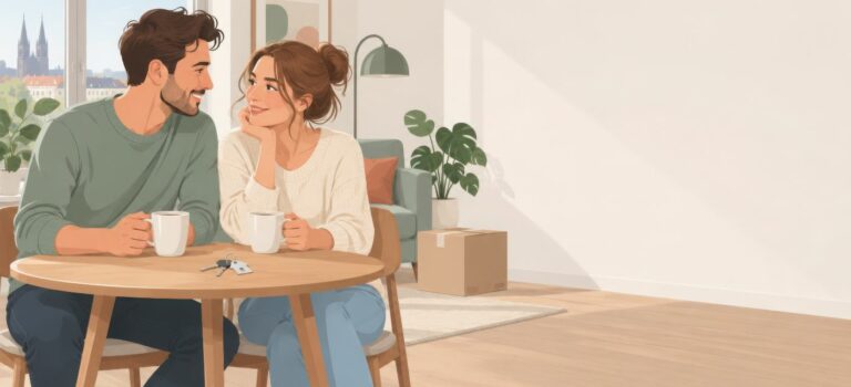 Un couple heureux d'être propriétaire