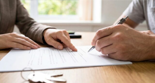Propriétaire consultant les comptes de sa location dans un appartement meublé.