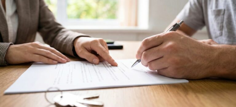 Propriétaire consultant les comptes de sa location dans un appartement meublé.